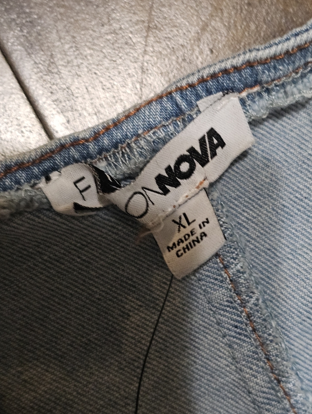 Fashion Nova Overall Romper Womens Light  Blue Size XL Denim Ruffle Jeans - Picture 9 of 12